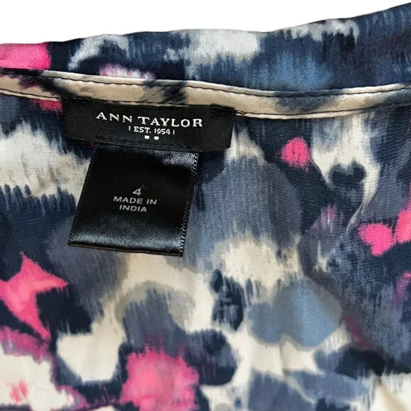 Ann Taylor Navy Ruffle Front Sleeveless Blouse 4 - Picture 3 of 3